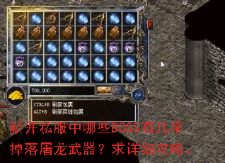 新开私服中哪些BOSS有几率掉落屠龙武器?求详细攻略。 新开私服中哪些BOSS有几率掉落屠龙武器?求详细攻略。