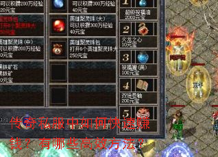 传奇私服中如何快速赚钱?有哪些高效方法? 传奇私服中如何快速赚钱?有哪些高效方法?