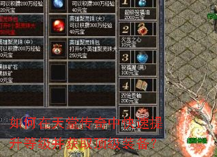 如何在天堂传奇中快速提升等级并获取顶级装备? 如何在天堂传奇中快速提升等级并获取顶级装备?